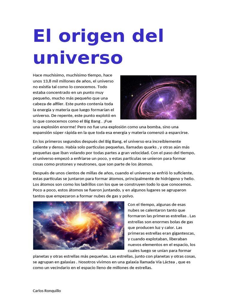 Origen del universo y el Big Bang | PDF | Universo | Estrellas
