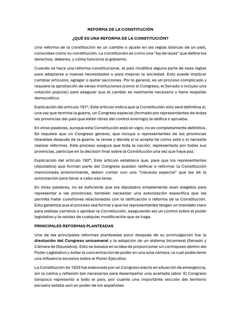 Reforma de La Constitución 1823 | PDF | Constitución | República