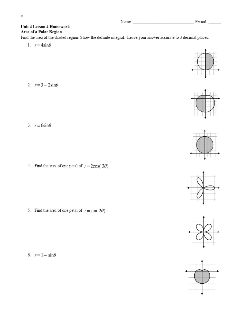 Area of Polar Curves (Lesson+4+Homework) | PDF | Home & Garden