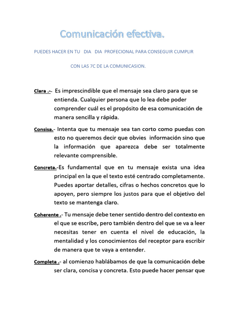 Claves para aplicar las 7C de la comunicación | PDF | Crecimiento ...