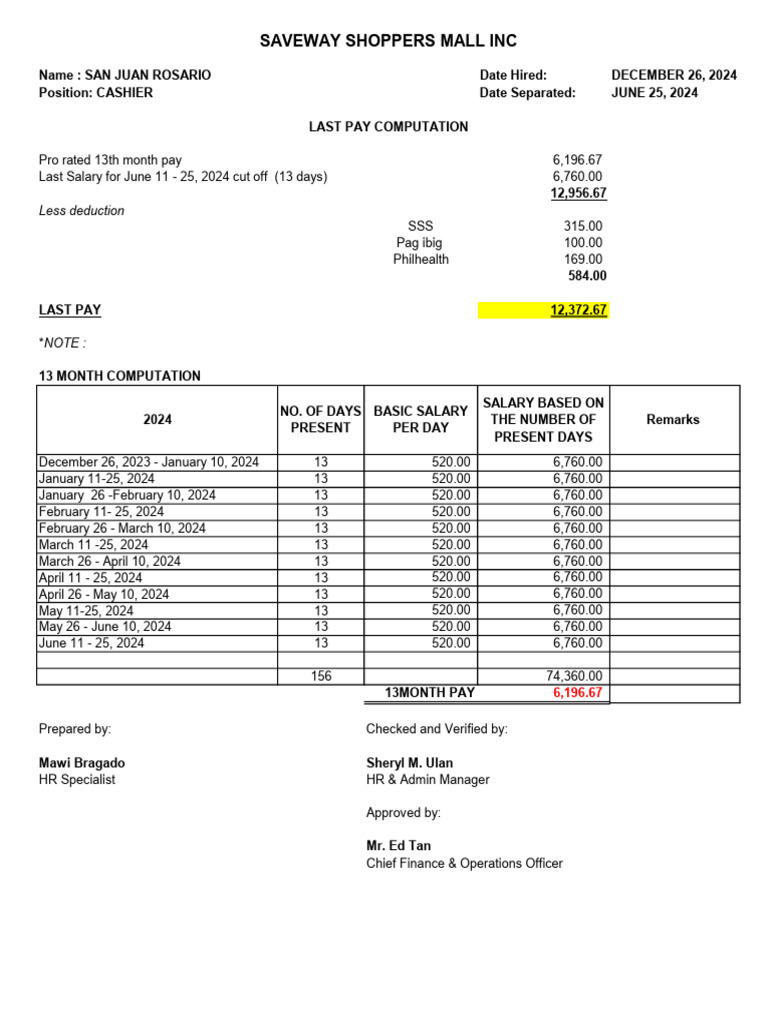 Last pay format pdf private sector government
