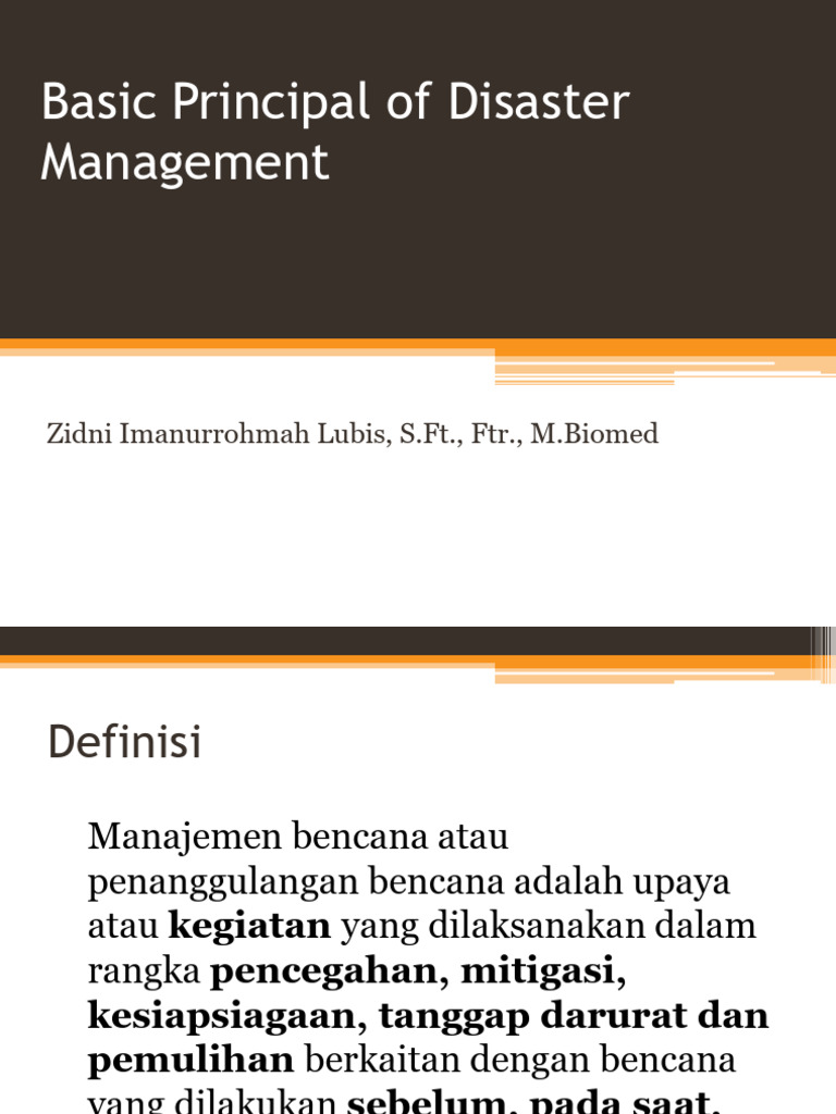 Prinsip Dasar Manajemen Bencana | PDF