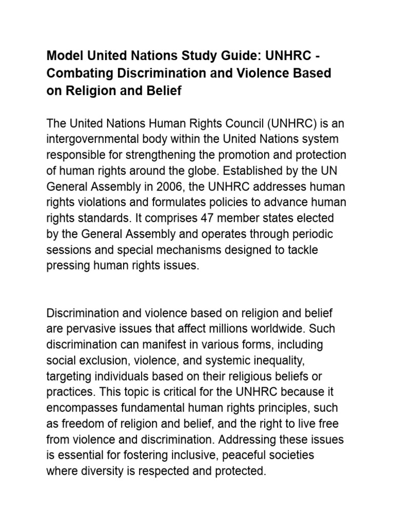 HRC- Study GUide | PDF | Discrimination | Human Rights