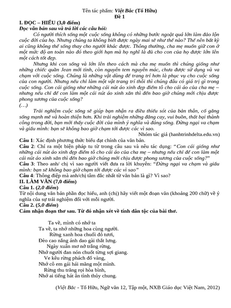 7 de Va Dap An Bai Viet Bac | PDF