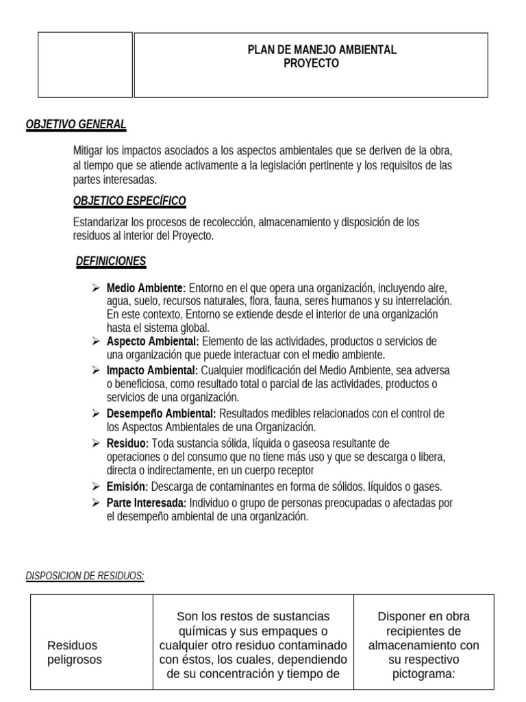 Plan de Manejo Ambiental Reforma | PDF | Entorno natural | Residuos