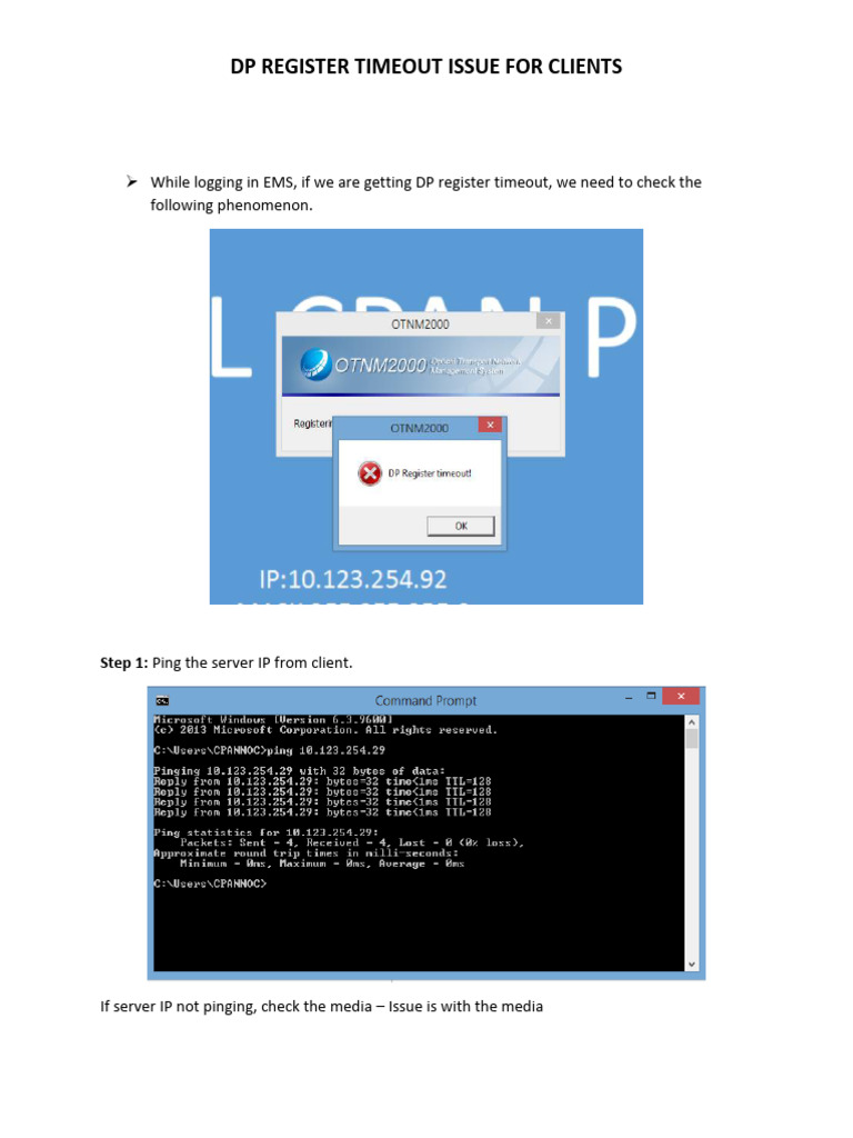 Troubleshooting DP Register Timeout Issues | PDF