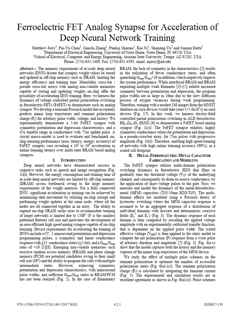 Ferroelectric FETs for DNN Training | PDF | Deep Learning | Artificial ...