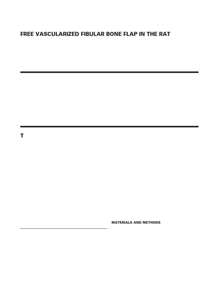 Free Vascularized Fibular Bone Flap in The Rat | PDF | Human Leg ...