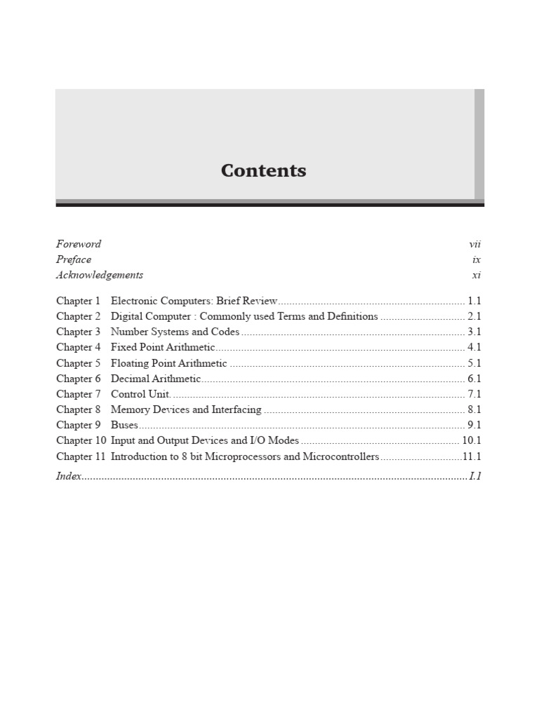 Basics of computer organization and architecture contents pdf