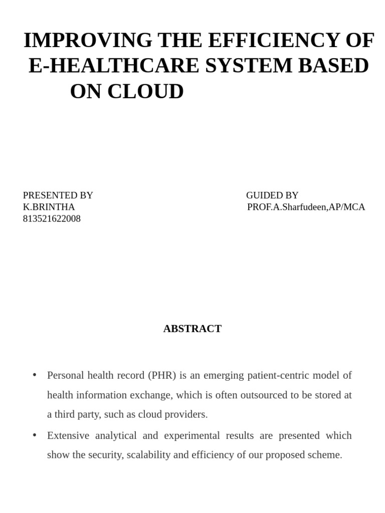 Cloud-Based E-Healthcare Efficiency | PDF | Cloud Computing | Computing
