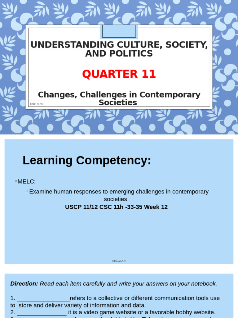 Changes in Contemporary Societies | PDF | Mass Media | Greenhouse Effect