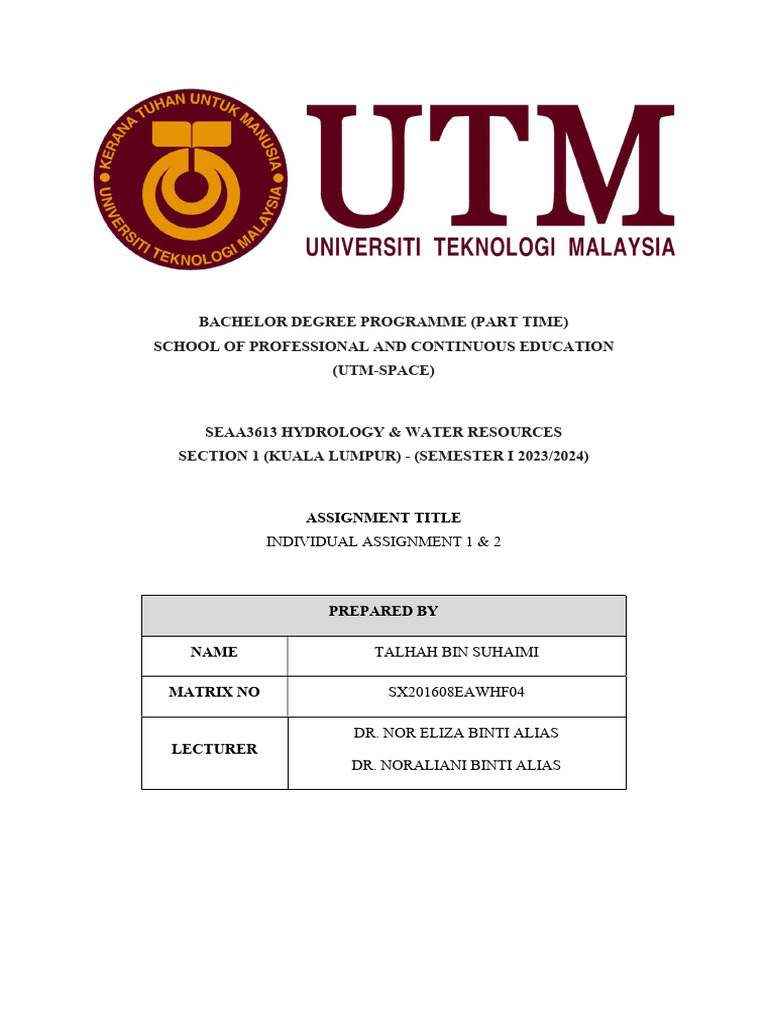 Seaa3613 - Hydrology & Water Resources - Assignment - 1 & 2 | PDF ...