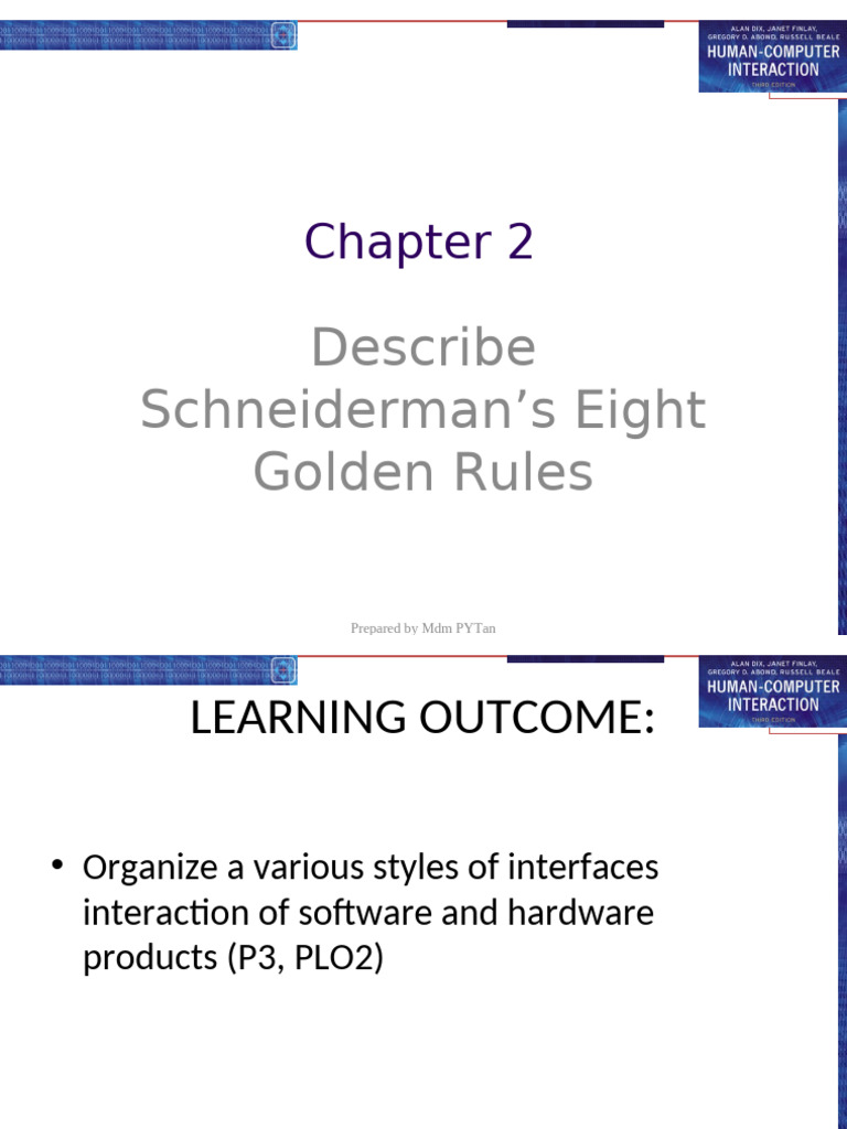 Schneiderman's Eight Golden Rules | PDF | User Interface | Memory