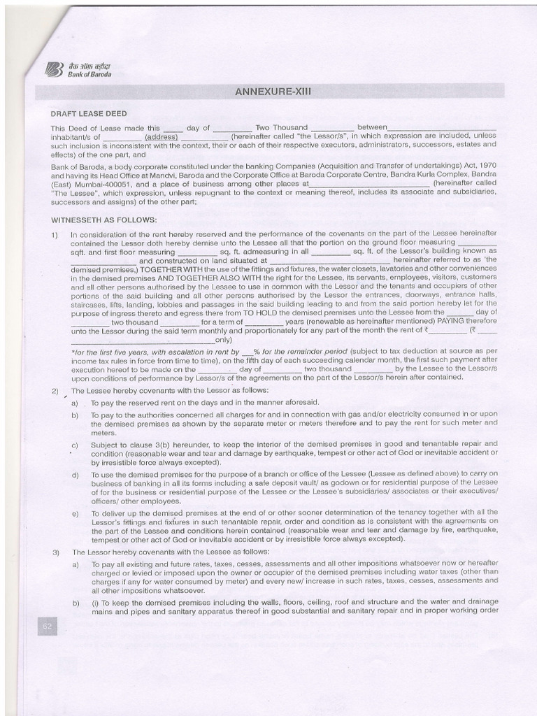Lease Deed Format 19 16 | PDF