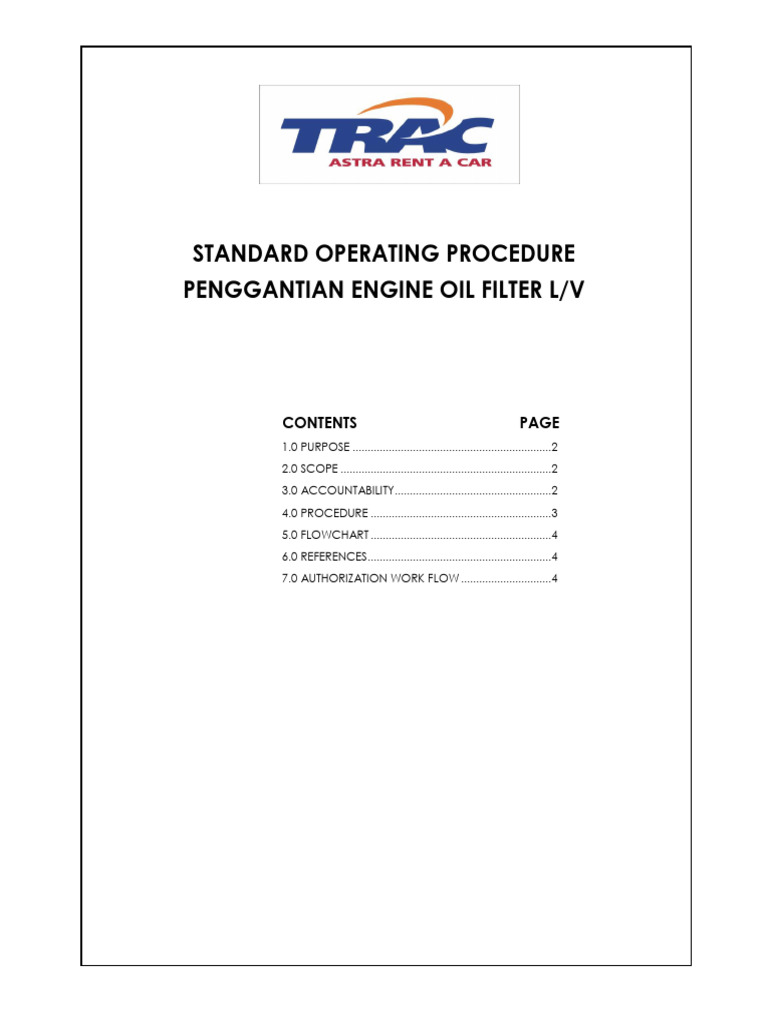 Prosedur Penggantian Oil Filter L/V | PDF