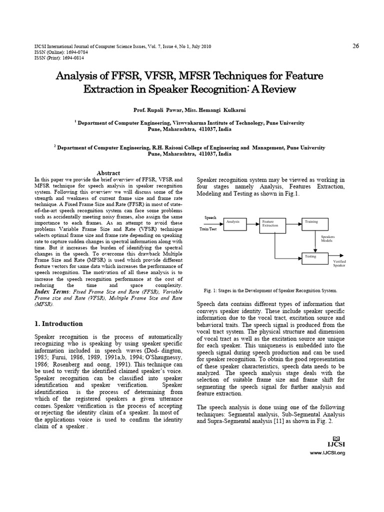 Overview of FFSR, VFSR, and MFSR Techniques | PDF | Cognitive Science ...