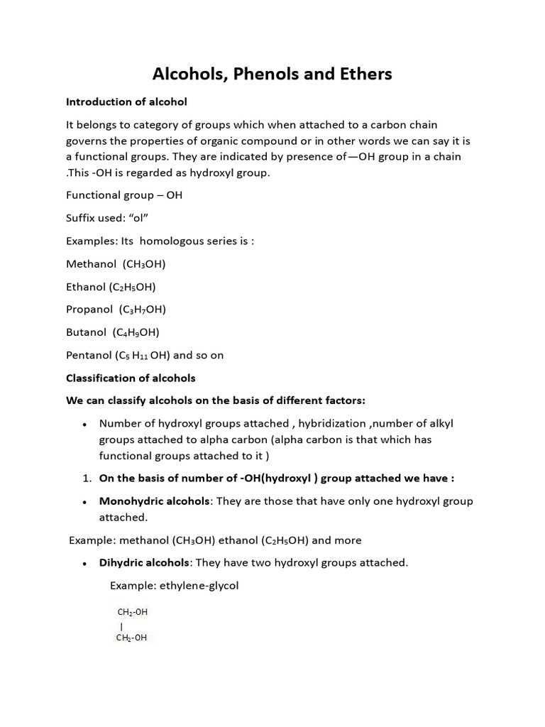 Alcohols Pdf Ether Aldehyde