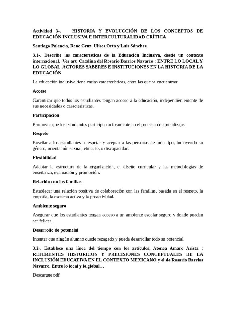 Actividad 3, Unidad 1 | PDF | Inclusión (Educación) | Plan de estudios