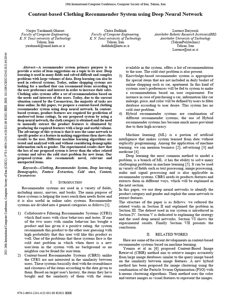 Content-Based Clothing Recommender System Using Deep Neural Network ...