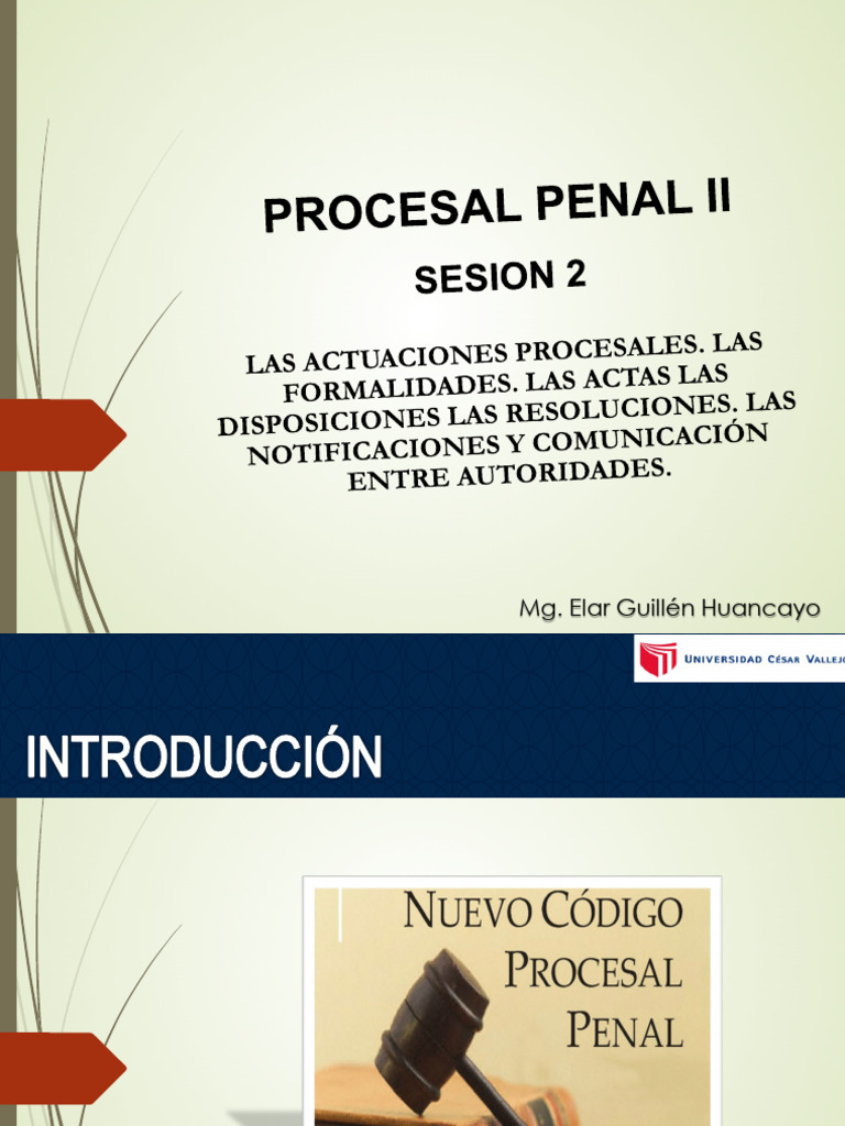 Sesión 2 - Derecho Procesal Penal II | PDF | Ley procesal | Fiscal