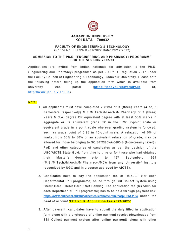 PHD Notification 2022 23 | PDF | Machine Learning | Deep Learning