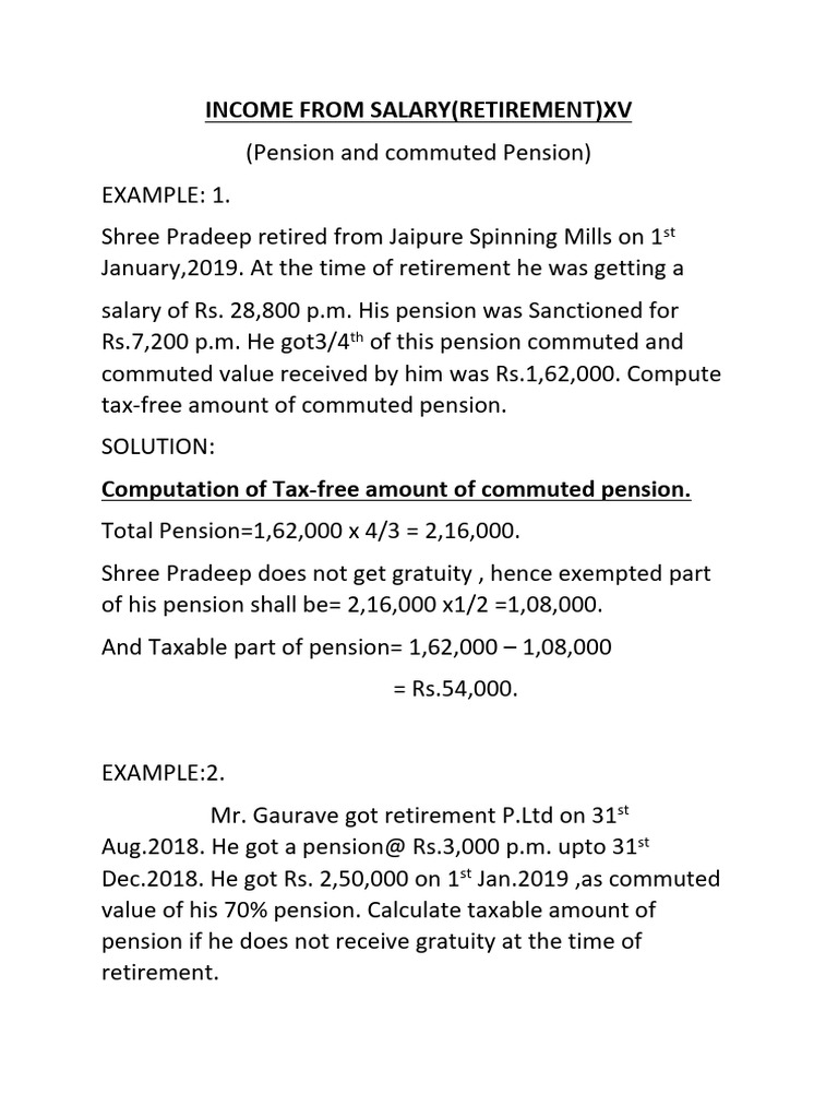 Tax Calculation for Commuted Pension | PDF | Finance & Money Management
