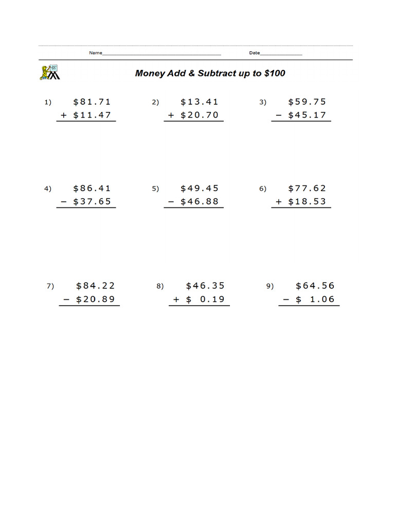 Money Worksheet | PDF