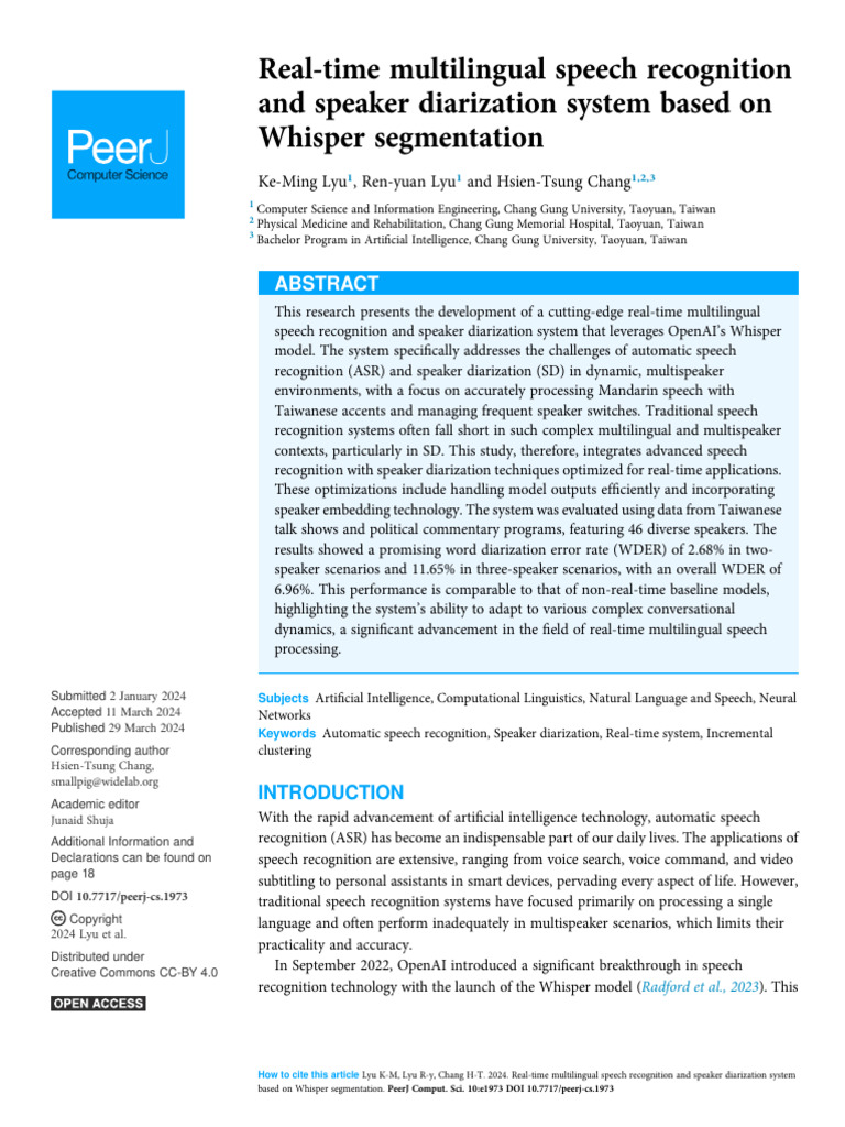 Real-Time Multilingual Speech Diarization | PDF | Speech Recognition ...