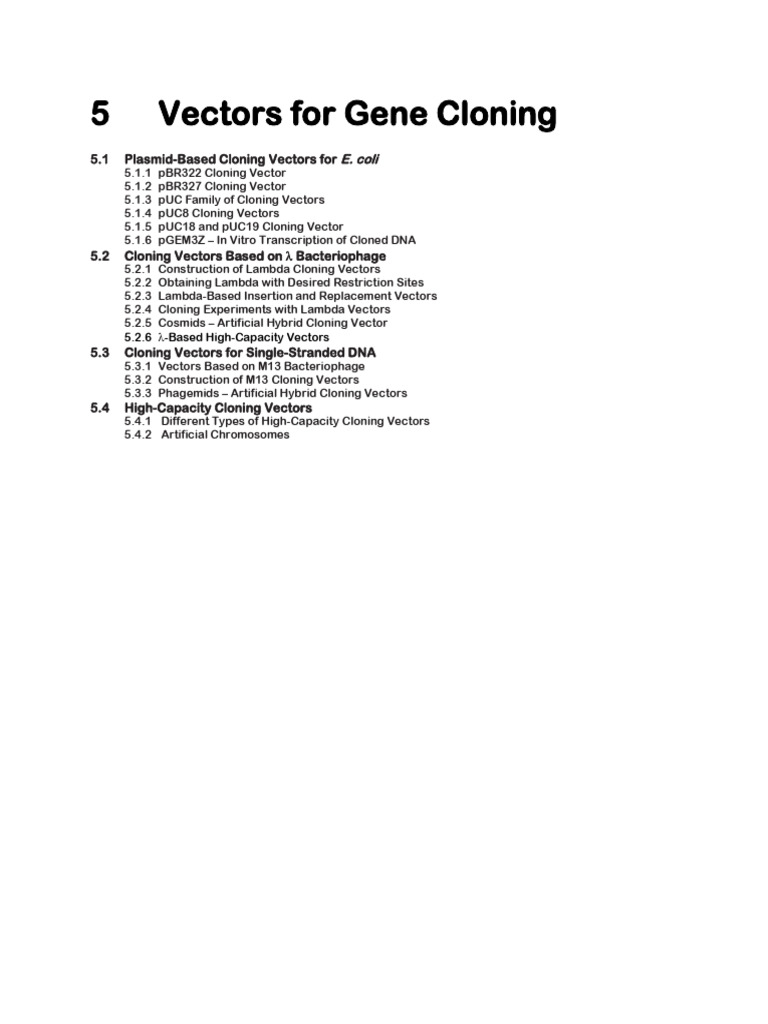 5-Vectors For Gene Cloning | PDF | Molecular Cloning | Vector ...