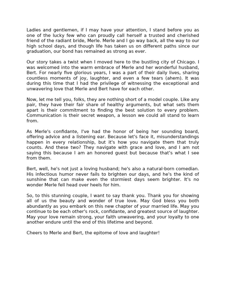 Auntie Emma Wedding speech PDF