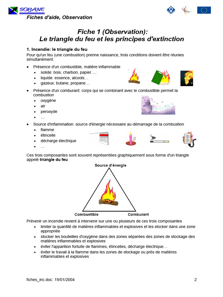 Triangle du Feu et Extinction Incendie | PDF | La combustion | Combustible