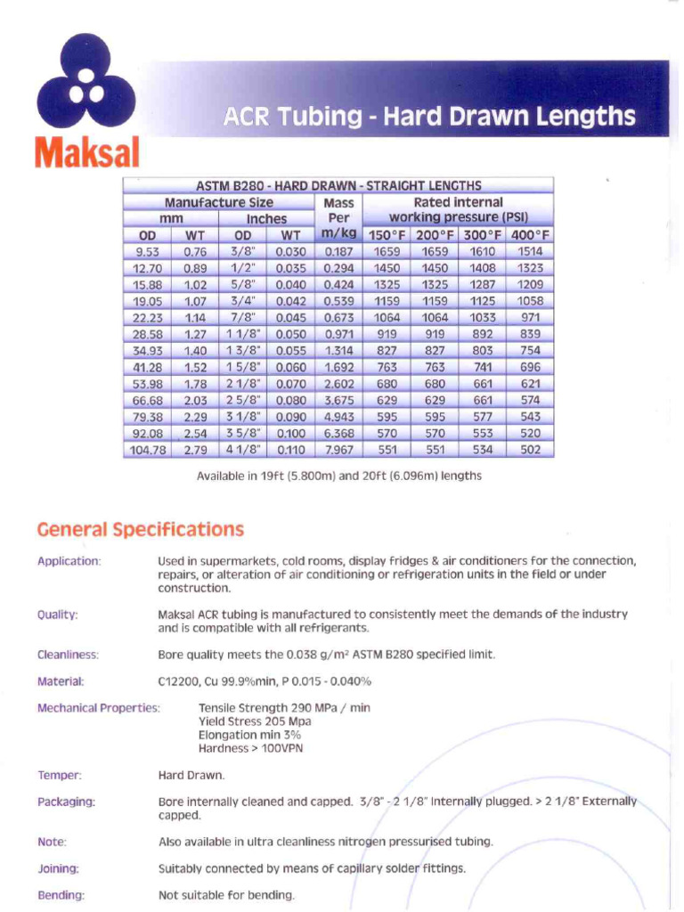 Refrigerant Hard Pipe Catalogue | PDF