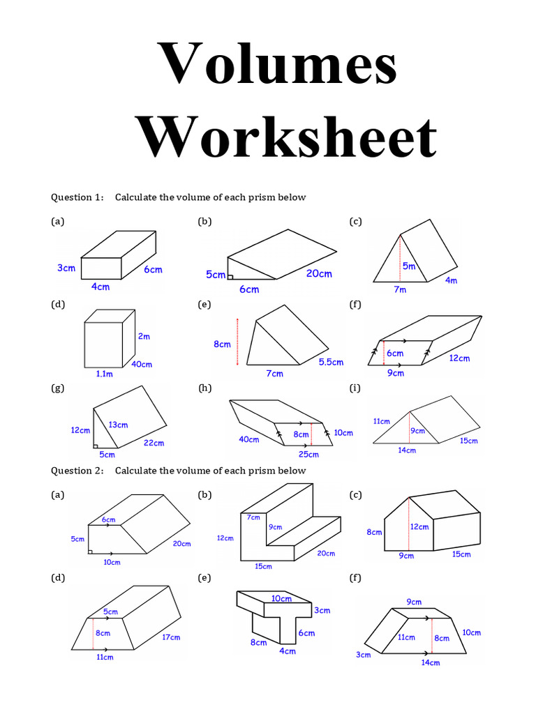 Volume Calculation for Prisms and Cylinders | PDF
