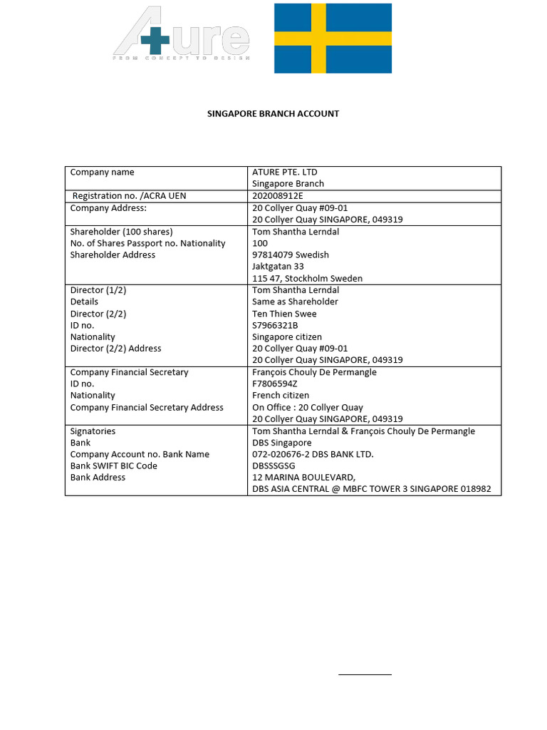 Singapore Branch Account Details | PDF