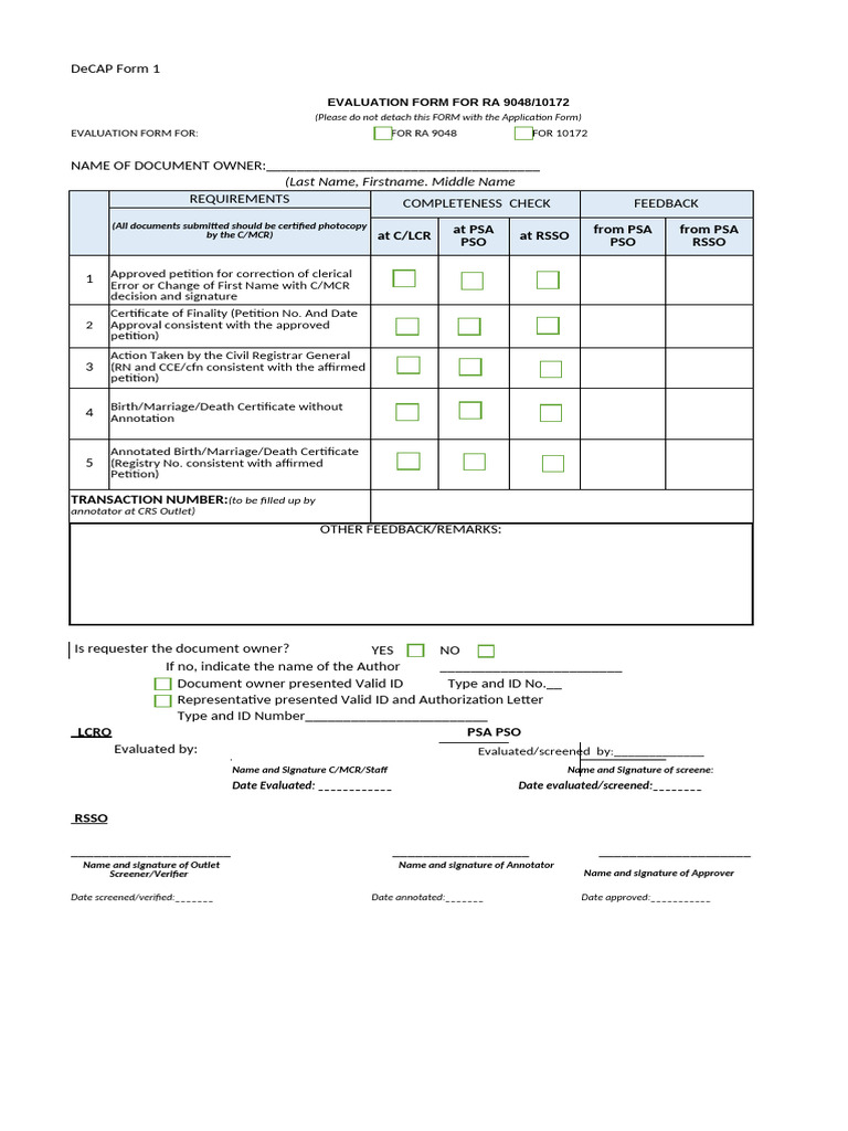 Decap_ Forms _ Rsso7 (1) (1) | PDF | Birth Certificate