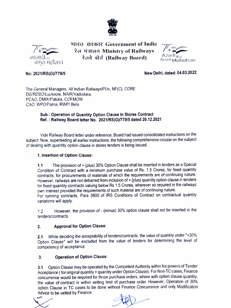 Operation of Option Clause in Rail Contracts | PDF | Private Law ...