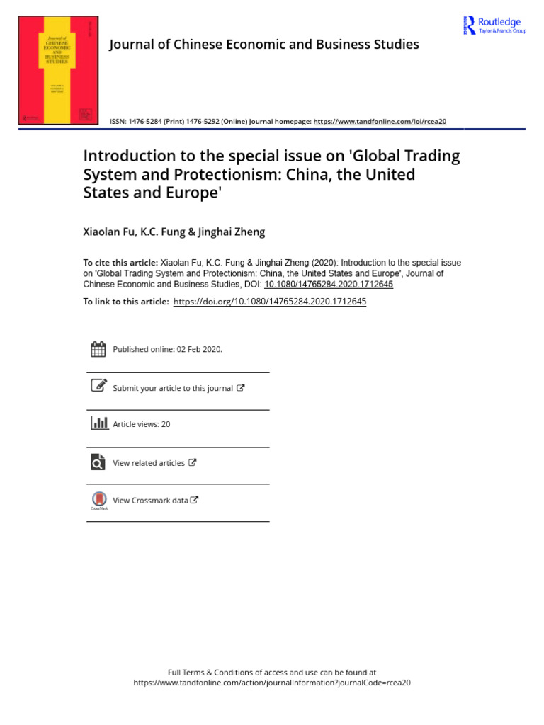 Introduction To The Special Issue On 'Global Trading System and ...