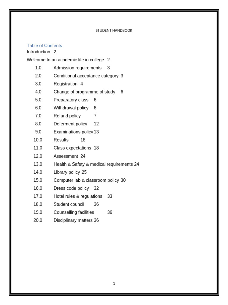 Comprehensive Student Handbook Guide | PDF | Identity Document | Fee