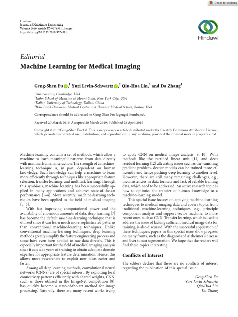 Machine Learning in Medical Imaging | PDF | Machine Learning | Deep ...