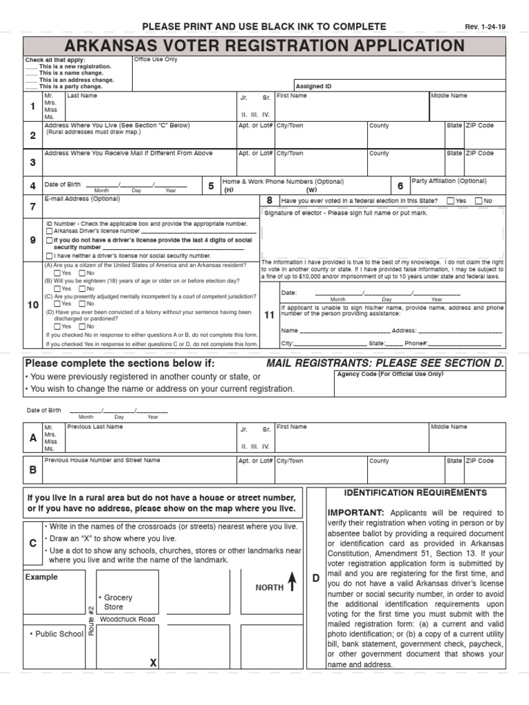 Arkansas Voter Registration Form | PDF | Voter Registration | Identity ...
