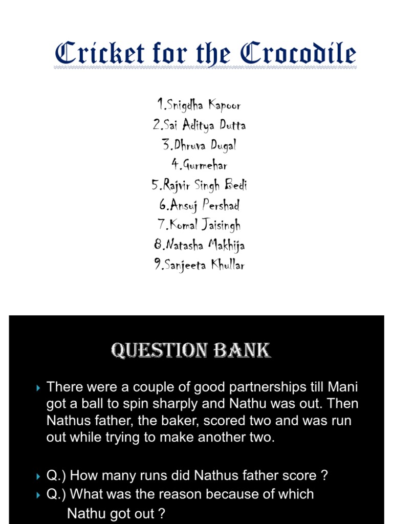 Cricket For The Crocodile PDF Cricket Team Sports