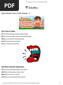 Two Little Hands - 2 Class 1 Worksheet English Mridang