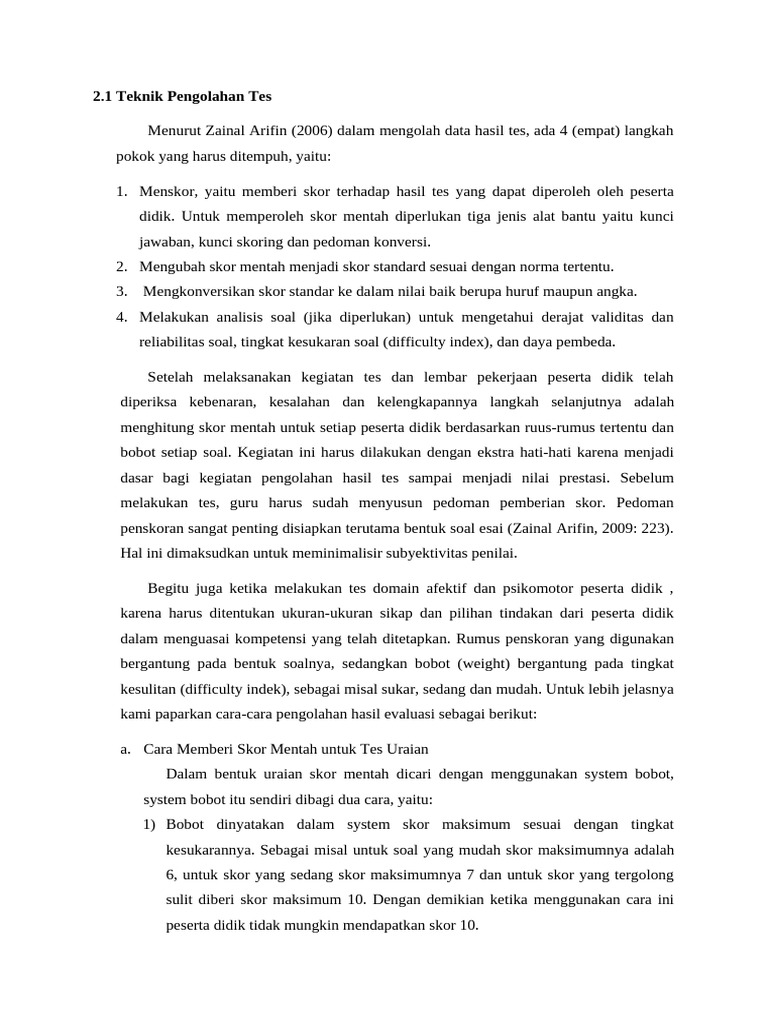 Teknik Pengolahan Data Hasil Tes | PDF