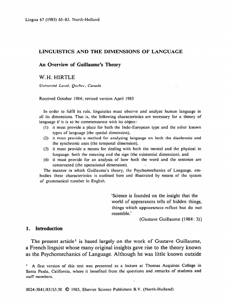 Guillaume's Language Theory Overview | PDF | Word | Semantics