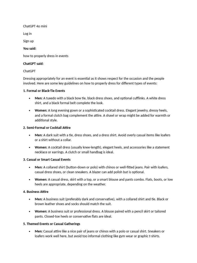 Dressing Etiquette for Various Events | PDF | Dress | Clothing
