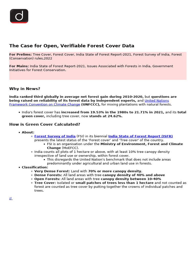 Indian State of Forest Report 2025 Insights | PDF | Forests | Radiation ...