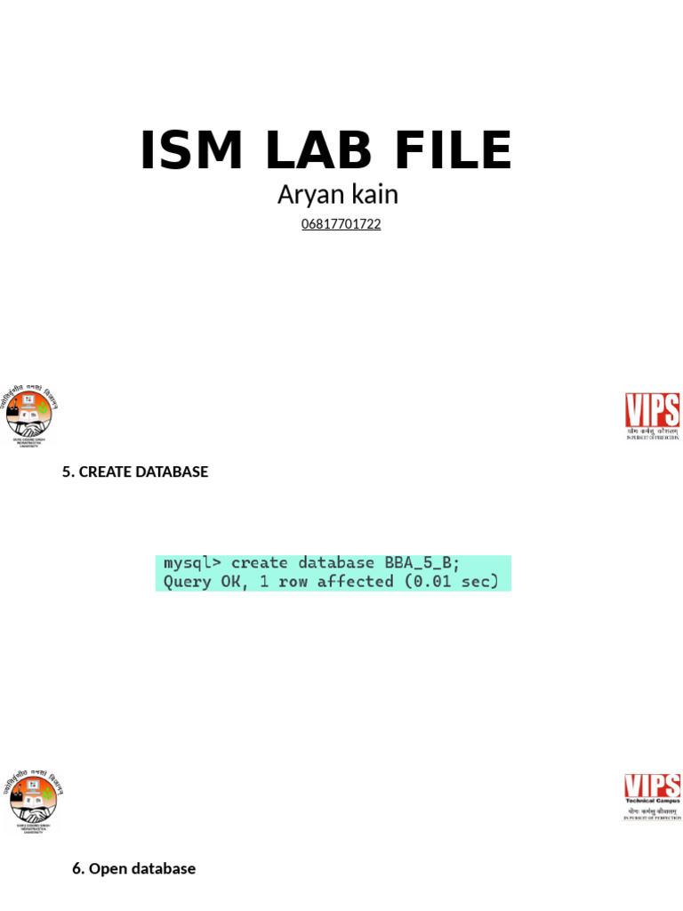 ISM Lab Database Management Guide | PDF | Computing | Software Design
