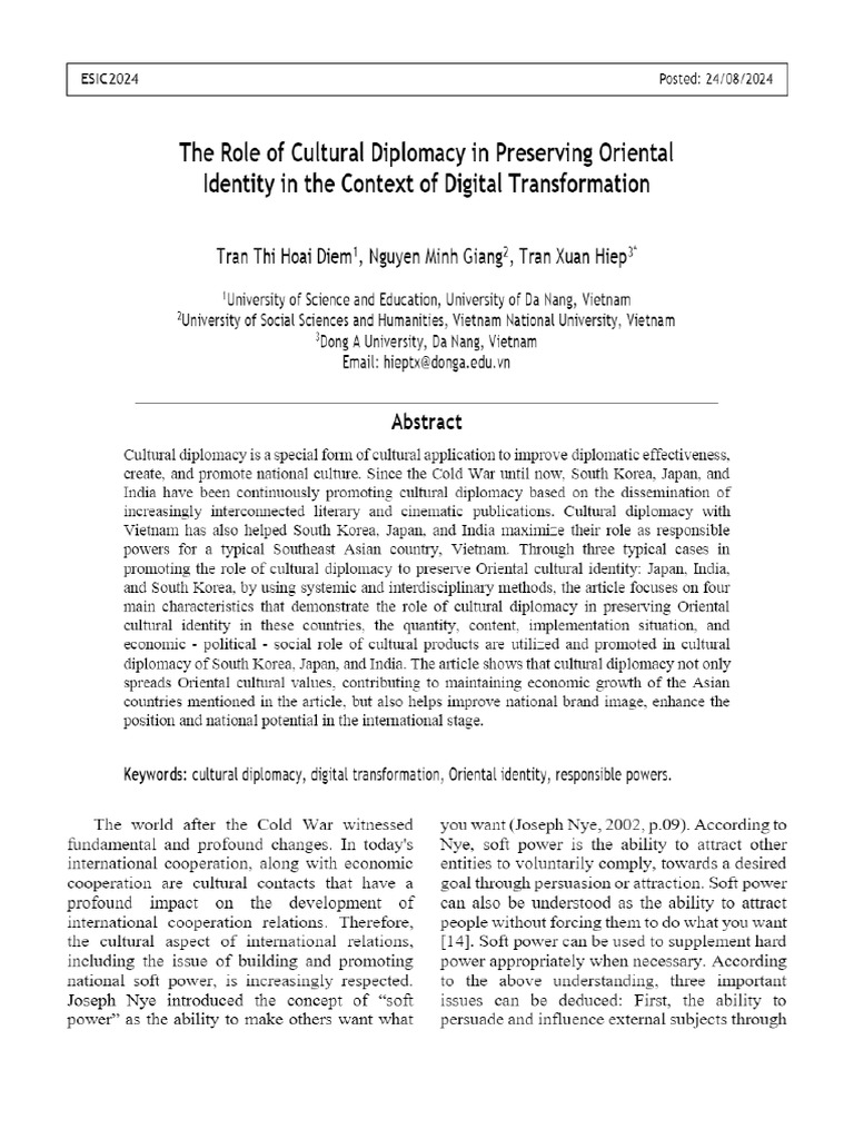 View of The Role of Cultural Diplomacy in Preserving Oriental Identity ...
