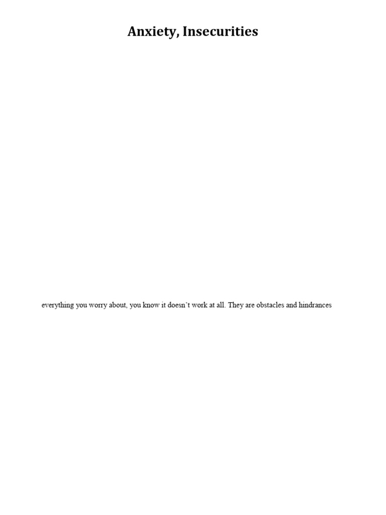 Overcoming Anxiety and Insecurities | PDF