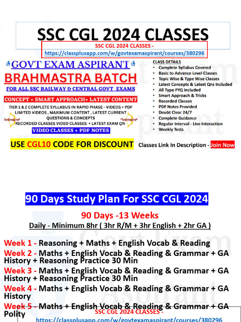 SSC CGL 2024 90 Days Daily Schedule @GovtExamAspirant - 37938013 - 2024 ...